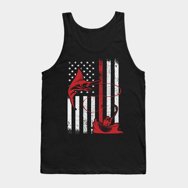 US Flag Fishing Papa Grandpa Fathers Day Gifts Fisher USAA Tank Top by You'reStylish